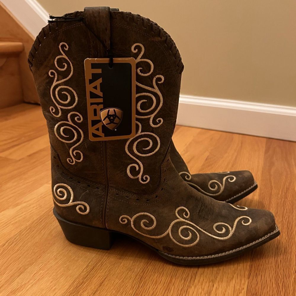 NEW ARIAT 4LR Technology Cowgirl Western Embroidered Brown Boots Size 6